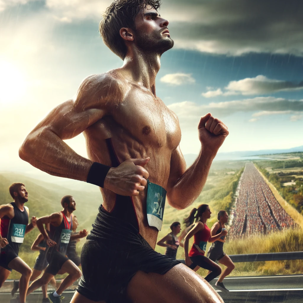 Ausdauersportler Mann im Lauf mit anderen